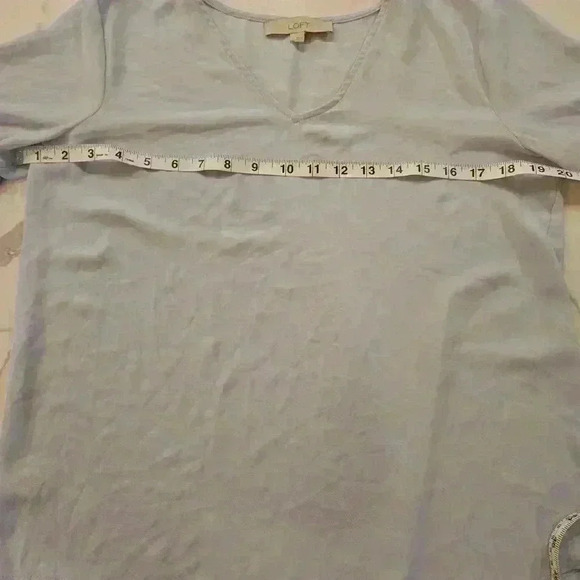 Loft Womens Boho V Neck Bell Sleeves Blouse Powder Blue Size Small - Picture 6 of 7